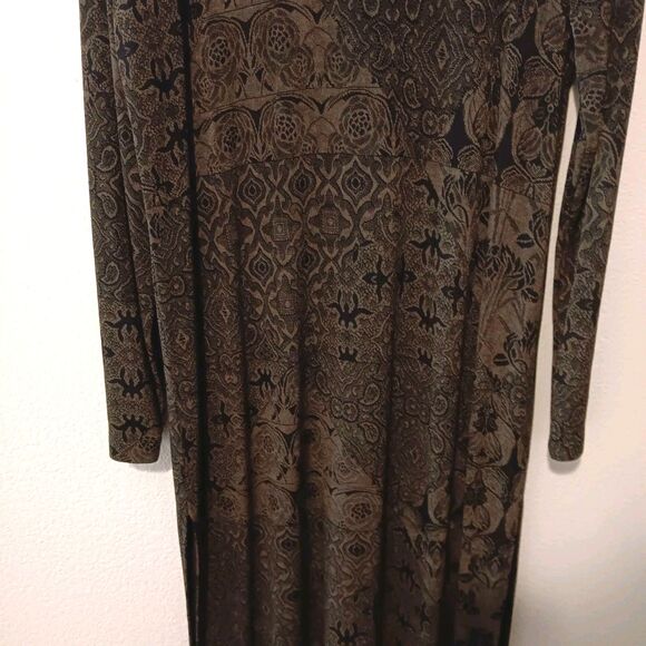 Vtg Laura Ashley Sz L Button-Front Midi Dress Olive Black Mixed Floral... - Picture 9 of 13